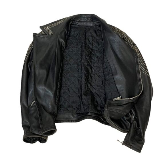 KALEKALIP  Leather Jacket Vera Pelle Embroidered Stud Design Size 50 US 40 - Picture 6 of 16